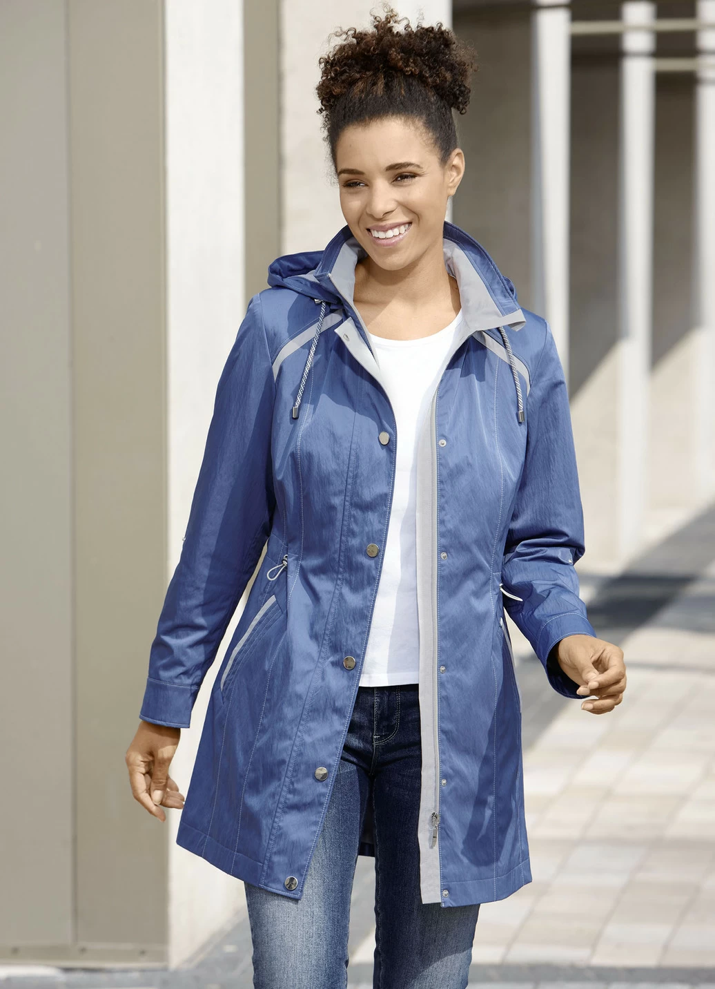 Longjacke mit krempelbaren Ärmeln