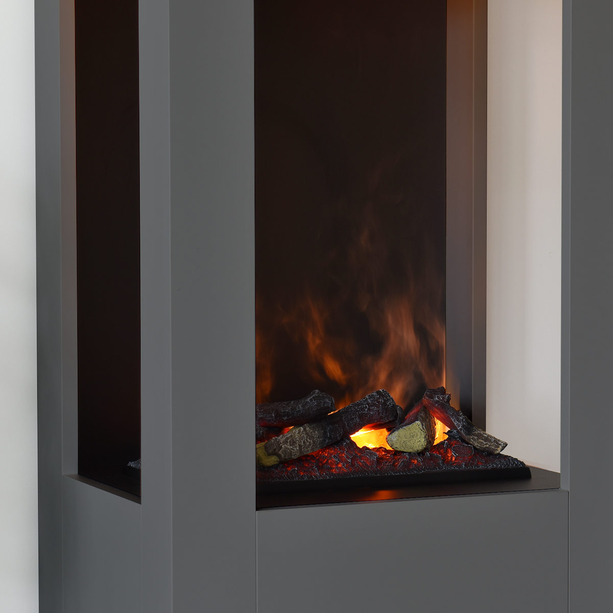GLOW FIRE Elektrische haard 'Böll' | Waterdamphaard met OMC 400 inclusief hout in de kleur wit als roomdivider | HxBxD: 145x54x44 cm