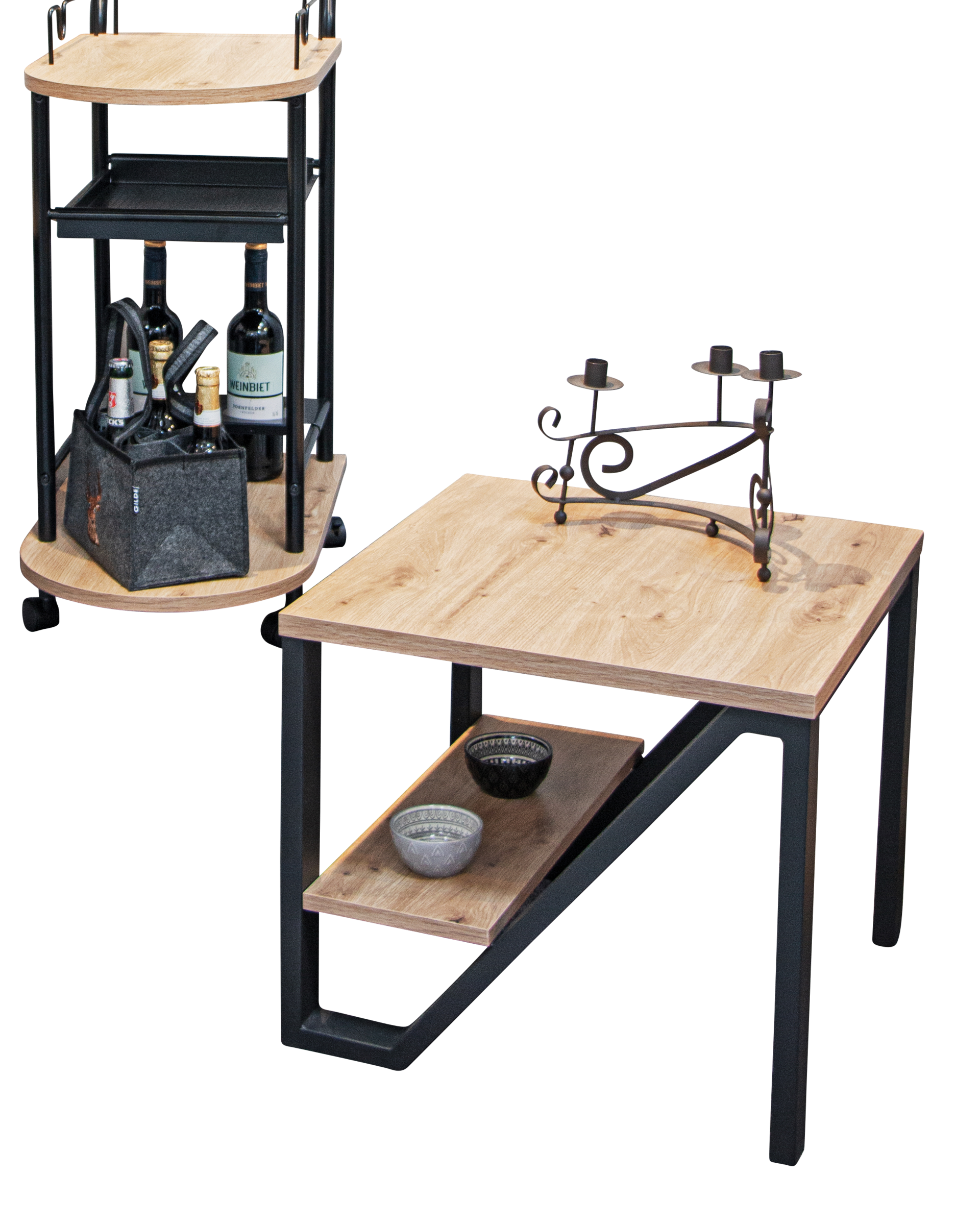 Beistelltisch 55 x 55 cm braun/schwarz