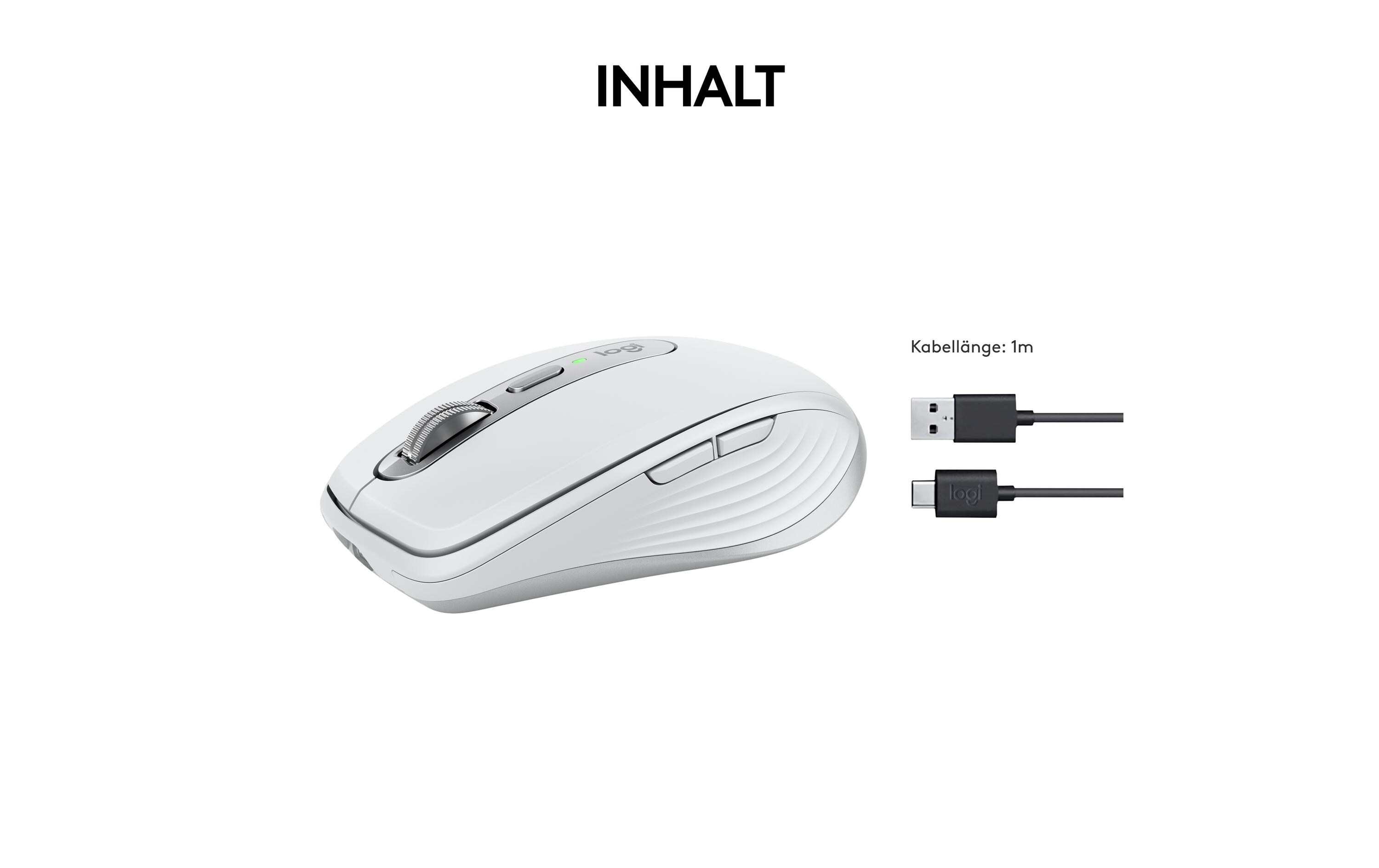 Mobile Maus MX Anywhere 3s Pale GreyKompakte kabellose Performance-Maus mit 8K DPI-Sensor