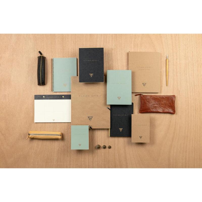 Flying Spirit piqûre textile 9x14cm 96 pages ligné motifs assortis papier ivoire 90g - Vert de gris