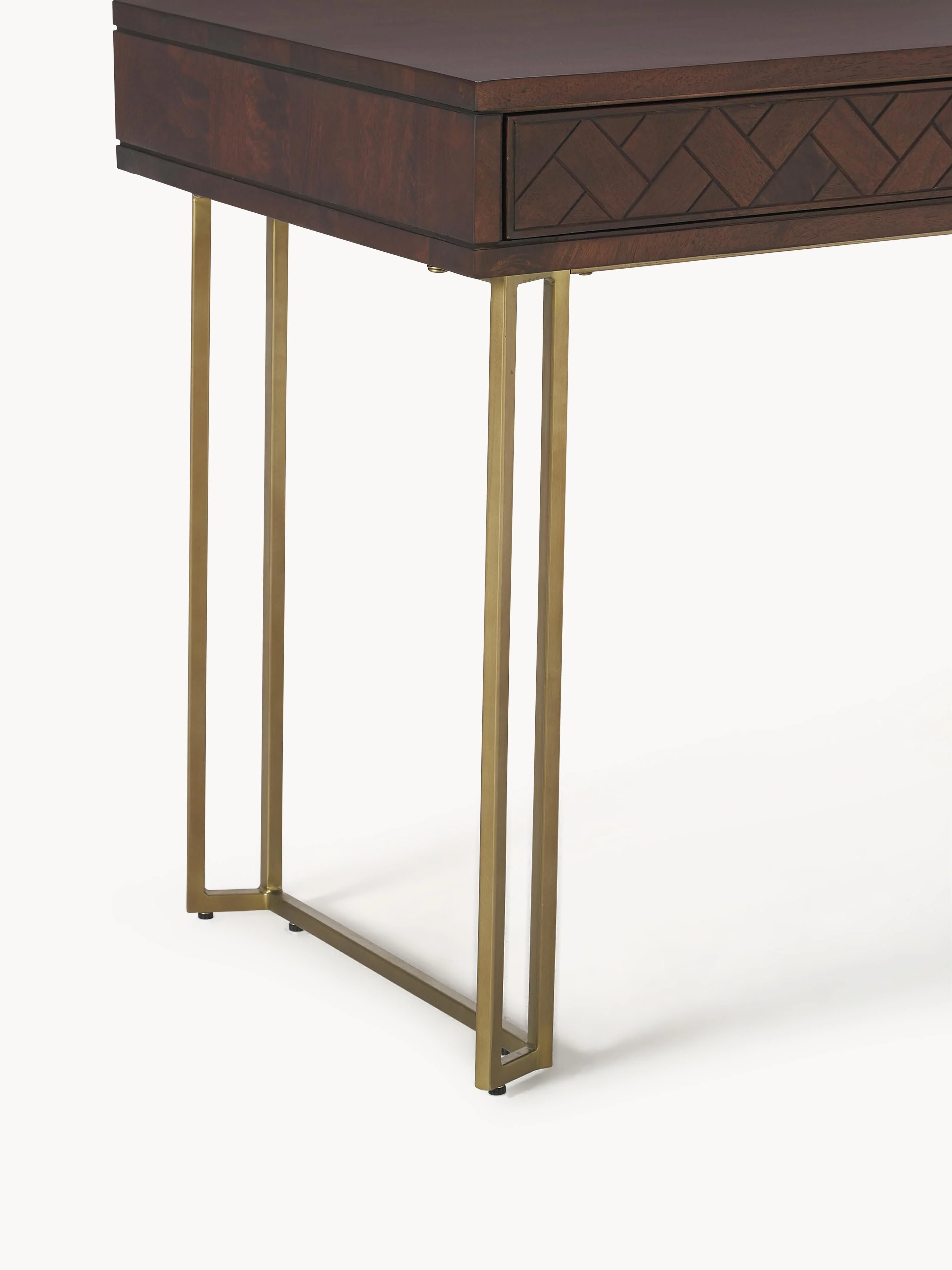 Bureau Luca van mangohout met visgraat-patroon