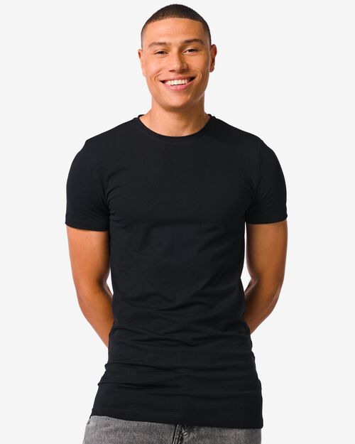 t-shirt homme slim fit col rond - extra long noir