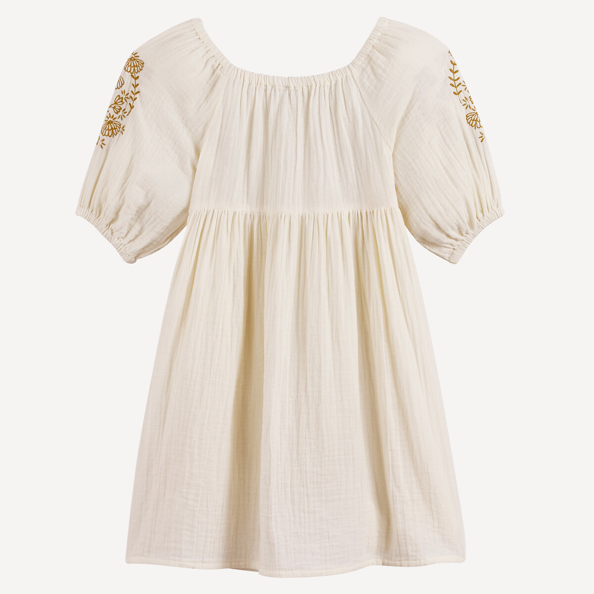 COLEÇÕES LA REDOUTE<br>Vestido bordado com mangas curtas em tetra