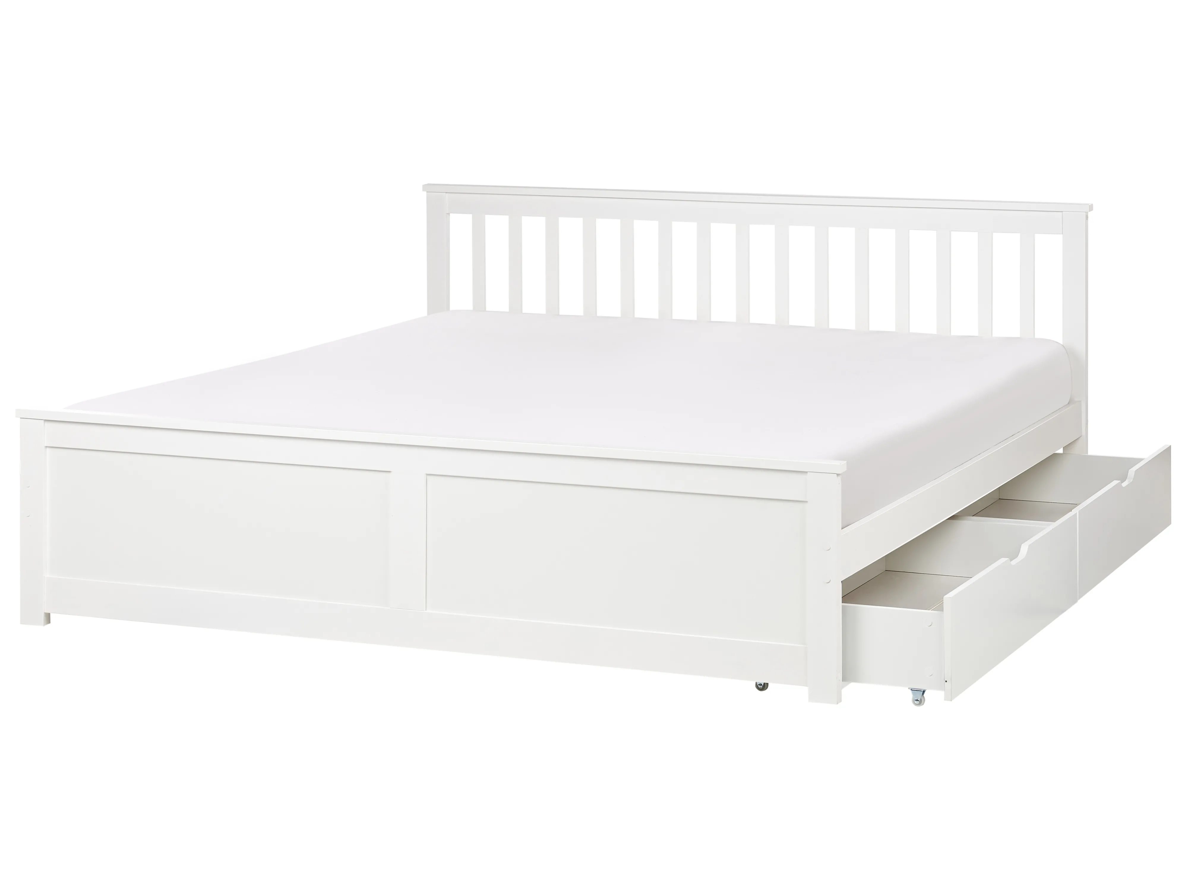 Bed met opbergladen Dennenhout OLENDON 180 x 200 cm Wit