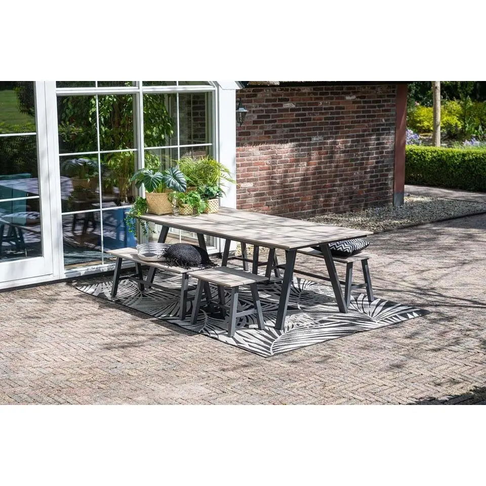 Nevada dining tafel - 240x100 cm - carbon black-light teak Vironwood