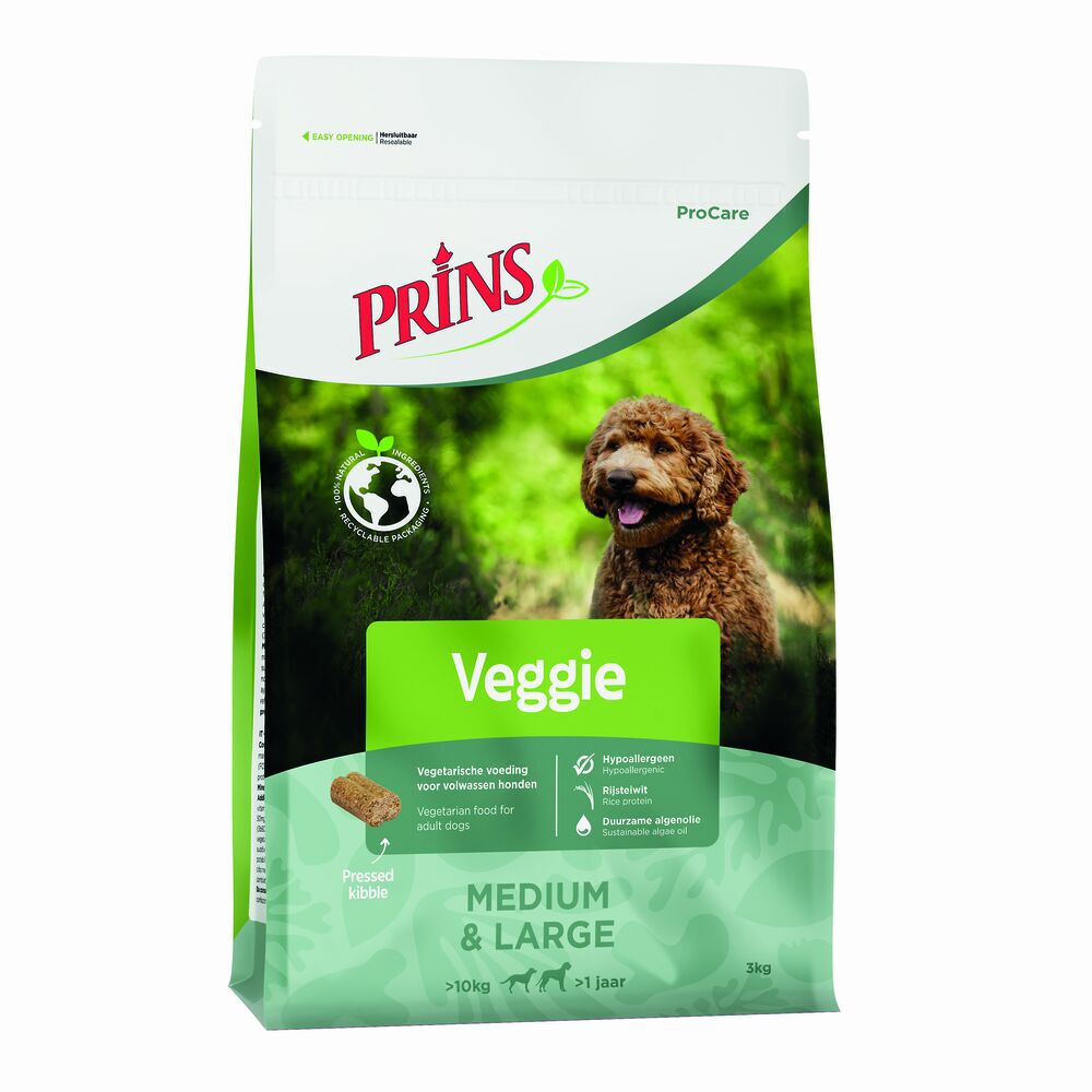 Prins Procare Veggie Medium - Large Geperste brok - Hondenvoer - 12 Kilogram - mais, rijst