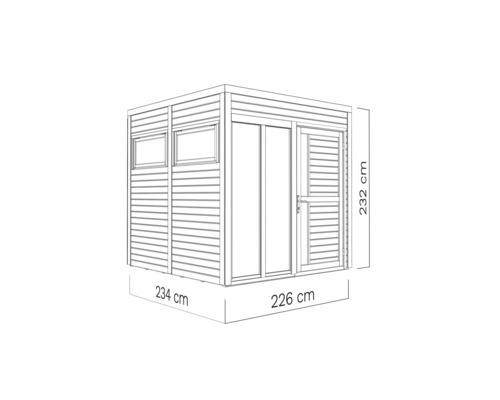 Bertilo Cubo 2 Kantoor tuinhuis inclusief vloer, 226 x 240 cm, antraciet