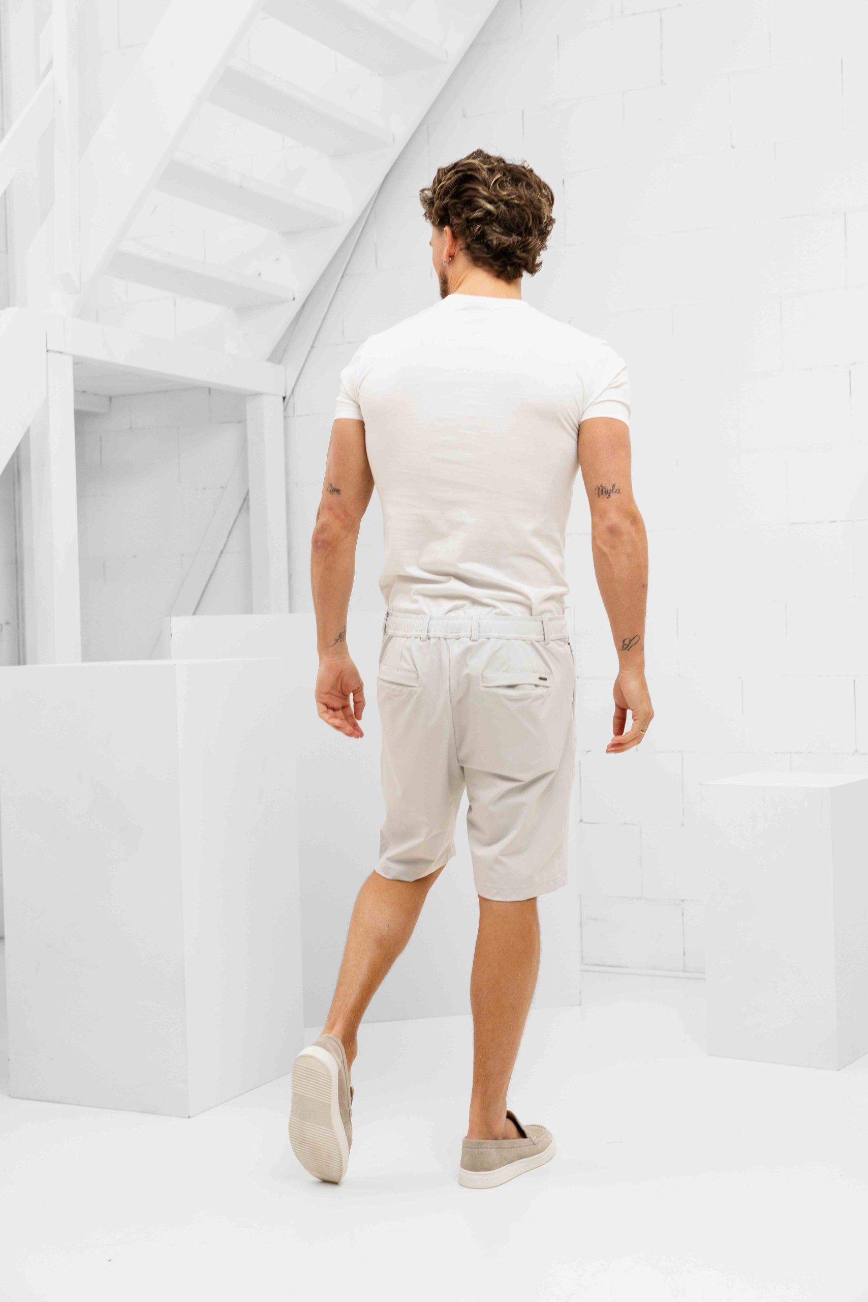 Malelions Casual Chino Korte Broek Heren Lichtgrijs