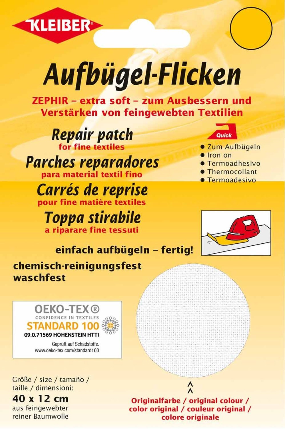 Bügelflicken - weiß - Baumwolle - 40x12 cm