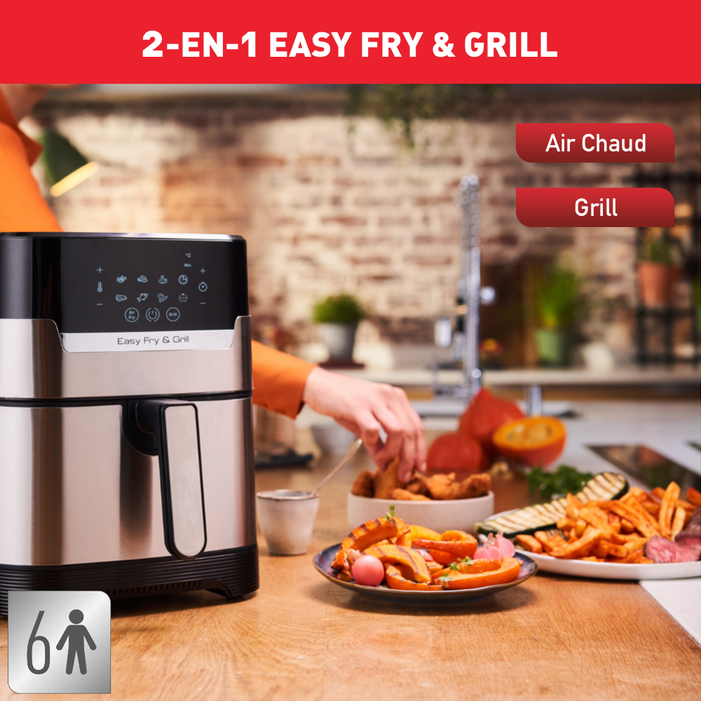 Easy Fry & Grill, Friteuse sans huile 4,2L (6 pers.), air fryer, grill, 8 prog.,