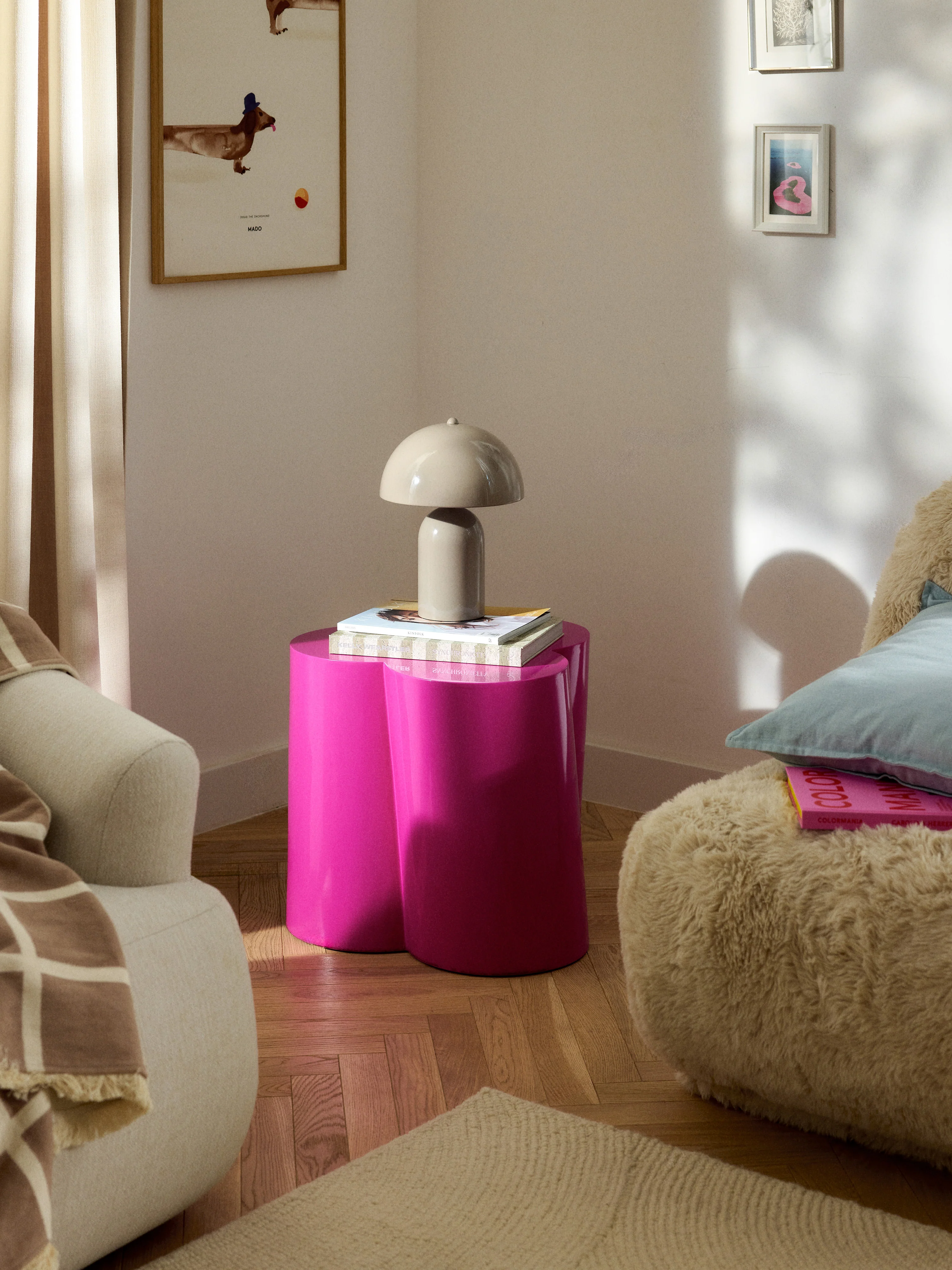 Bijzettafel Flower roze