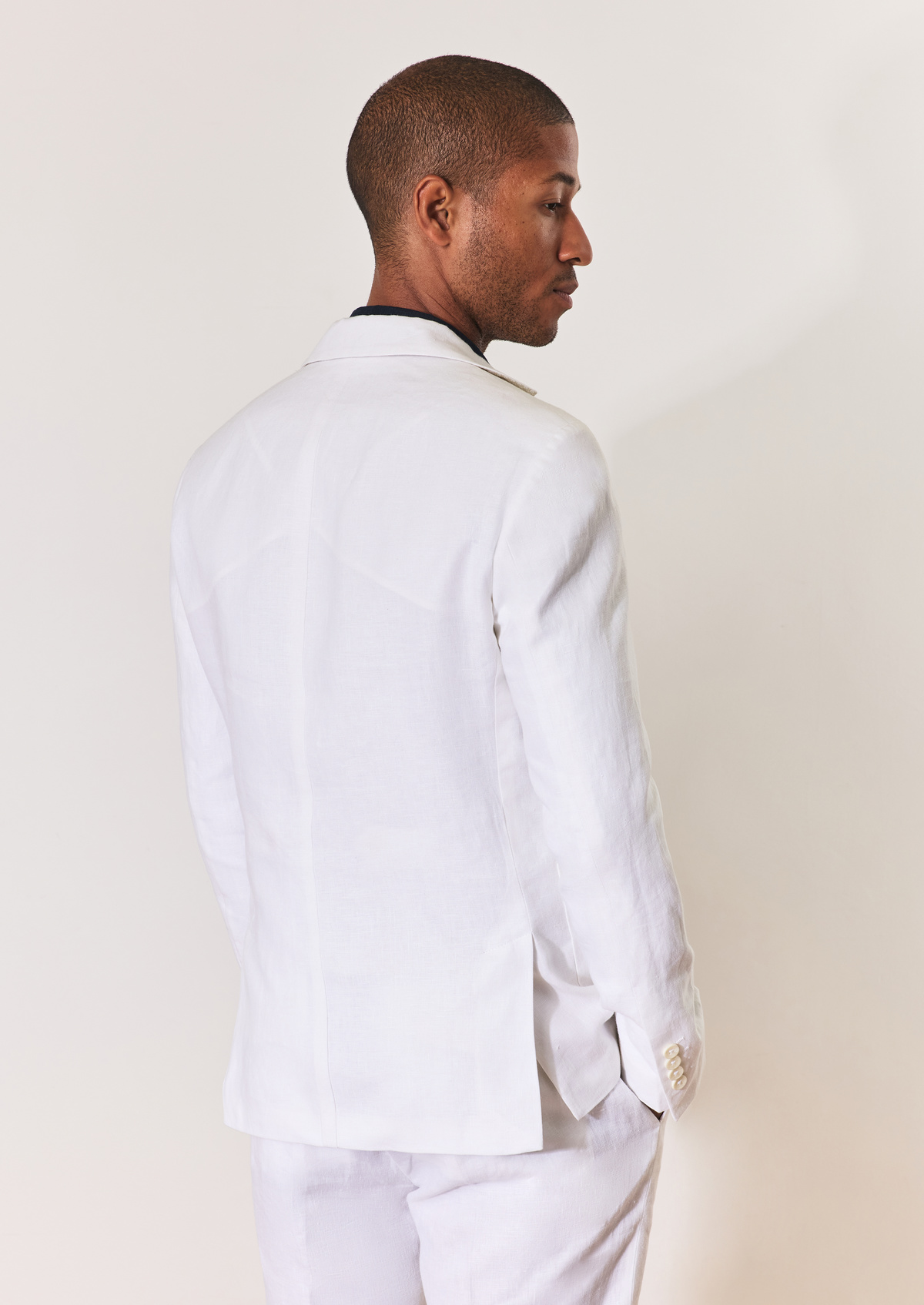 Veste coordonnable Slim en lin uni blanc