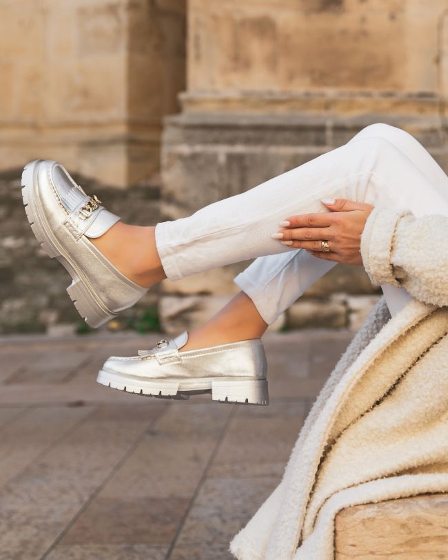 Mocassin femme argenté - Livia