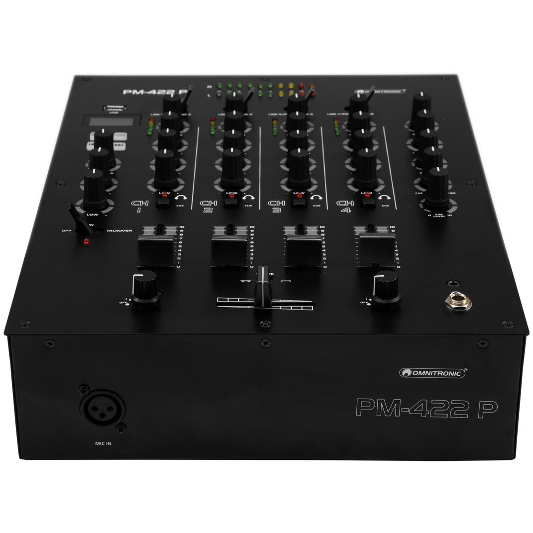 Omnitronic PM-422P vier-kanaals mixer met USB en Bluetooth