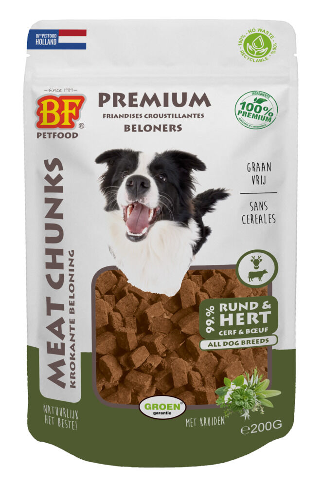 BF Petfood Meat Chunks - Hondensnack - 100 Gram - rund