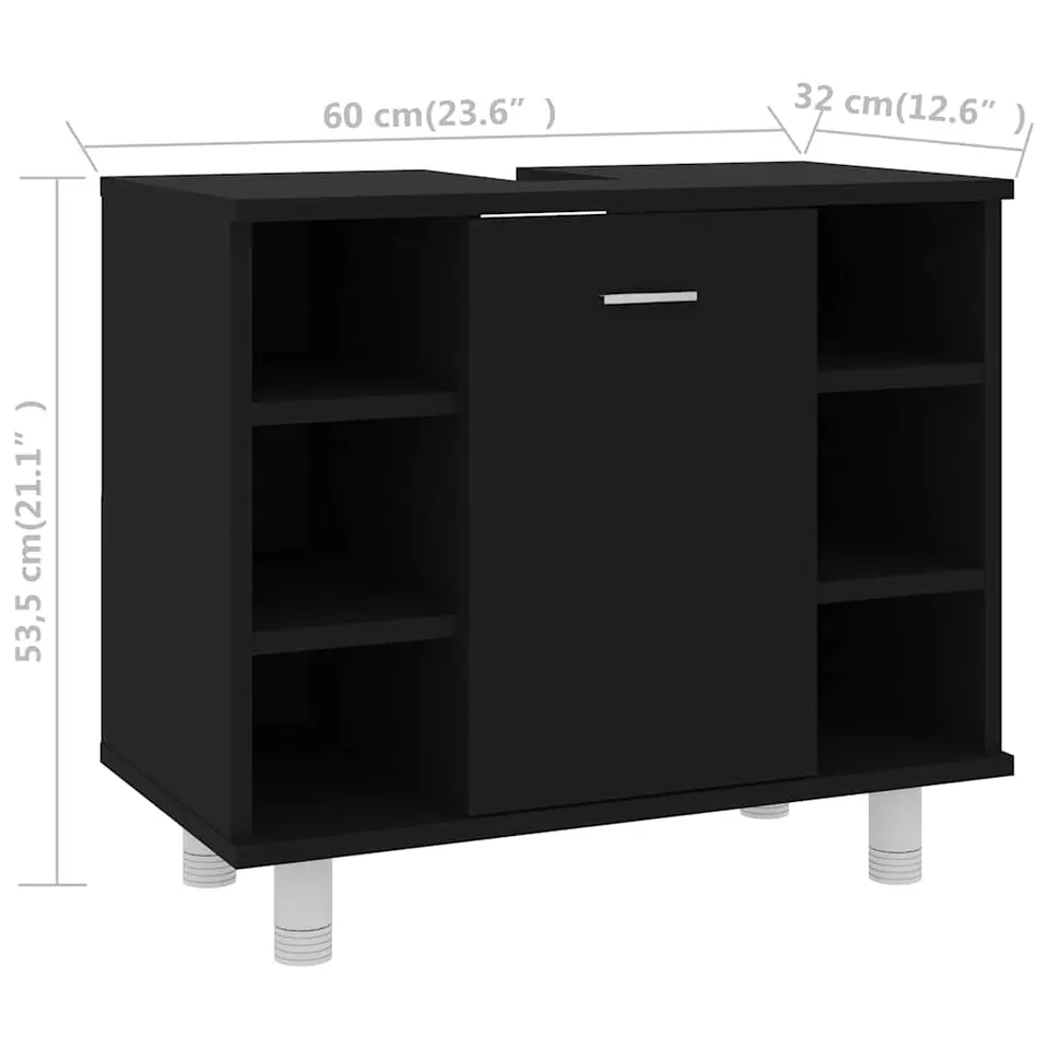 vidaXL - Badkamerkast - Zwart - Bewerkt hout