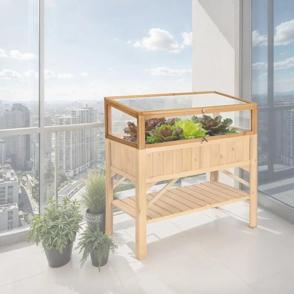 tectake Houten kweekbak voor hoge plantenbak 115x53x34cm, Bruin