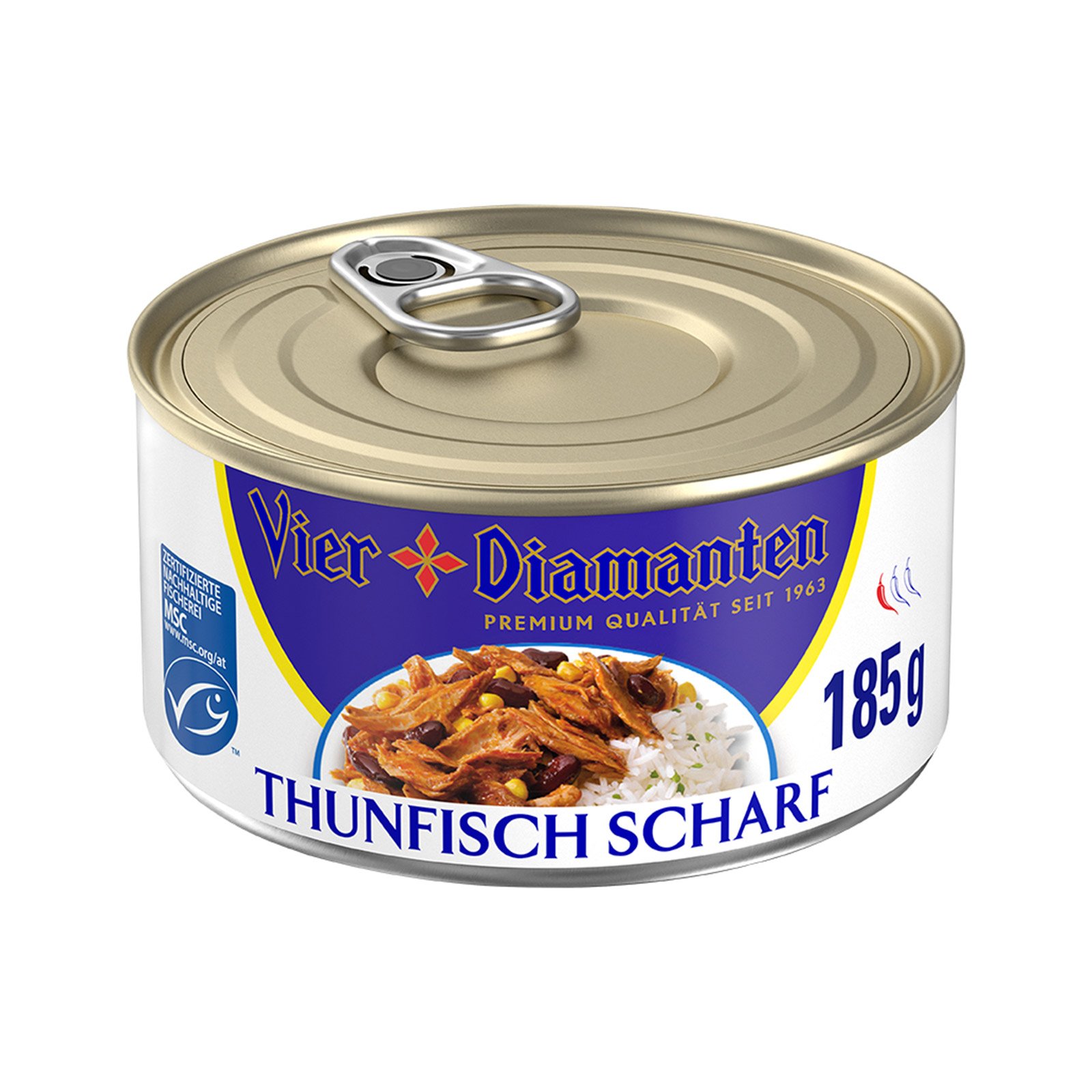 Vier Diamanten Thunfisch scharf