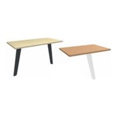 Retour direct pour bureau Steely - L80 - 1 Pied métal blanc - plateau noyer