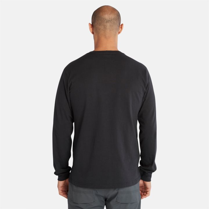 Camiseta Timberland PRO Core Logo de manga comprida para homem, na cor preta.