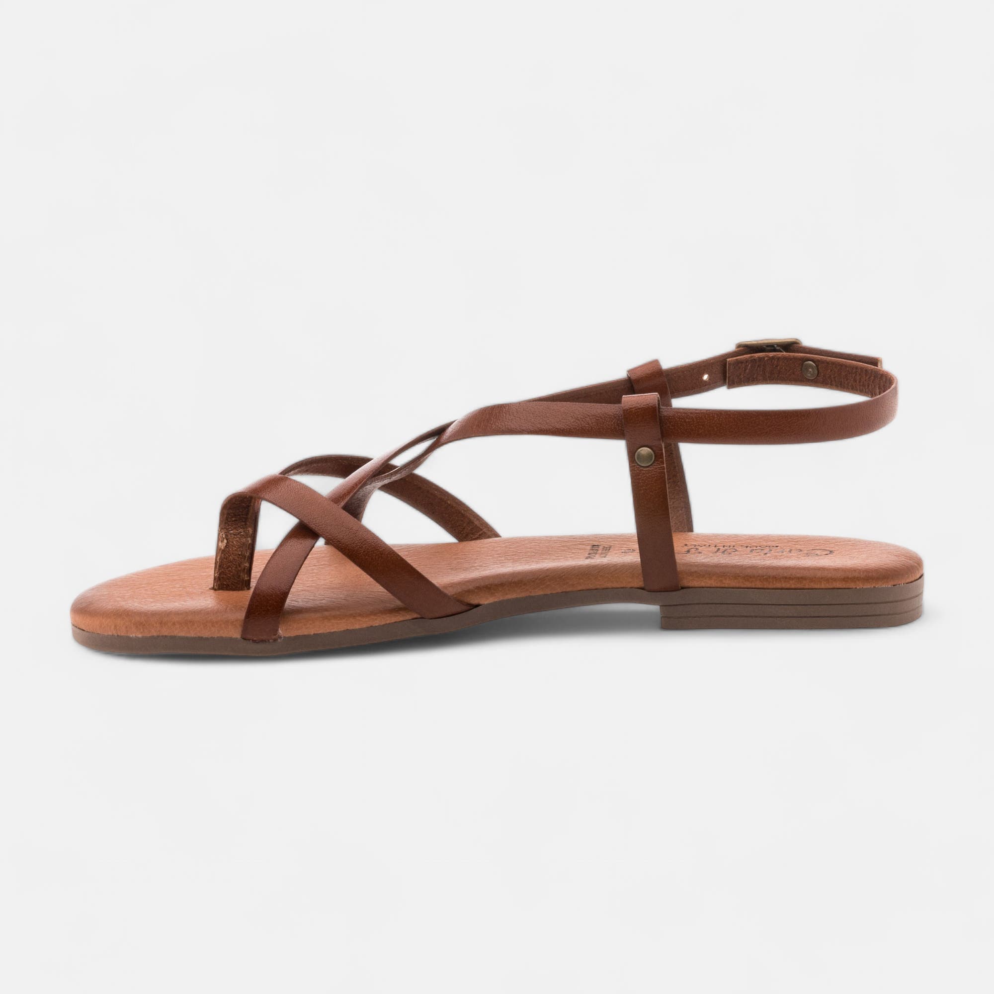 Nu-pieds Femme en cuir cognac
