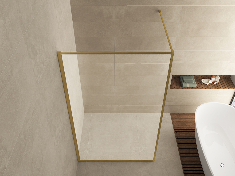 Mueller Square inloopdouche 120x200cm helder glas met nano-coating geborsteld messing