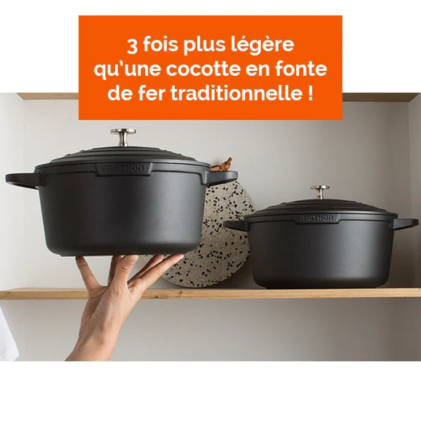 Cocotte légère ronde en fonte d'aluminium 28 cm 6,7 L coloris noir Mat