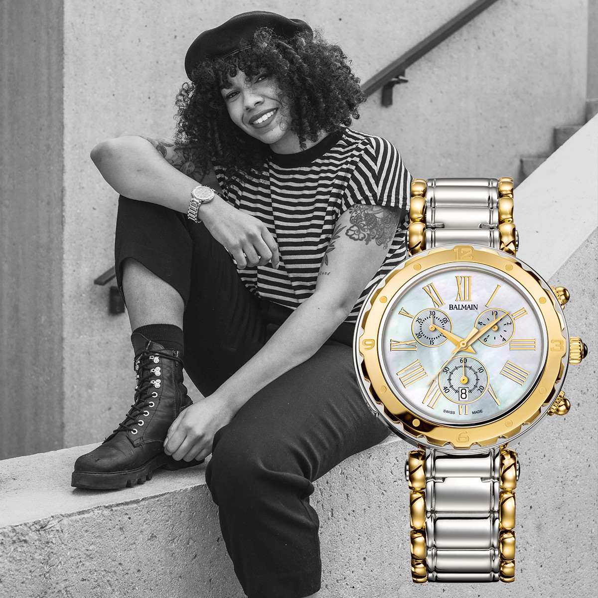 Montre Balmain femme acier bicolore jaune