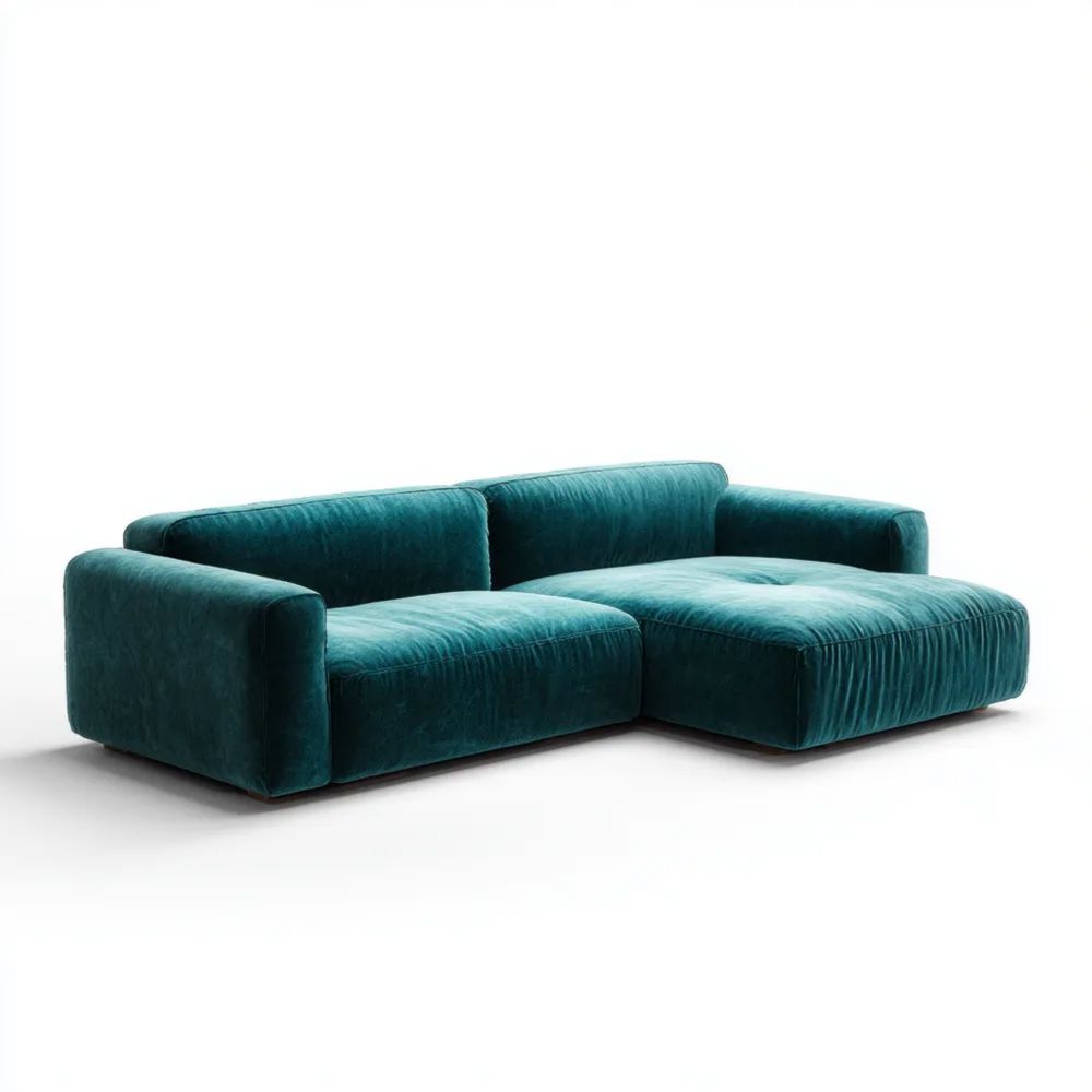 Ecksofa Samt 240x150x85 cm – Türkis – Moderner Stil