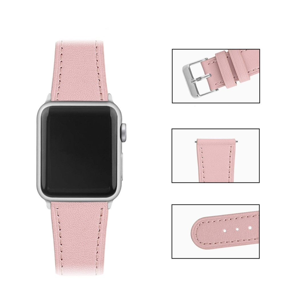Apple Watch (42/41/40/38 mm) Ersatz Echtleder Armband (Gelenkumfang: 165-220mm) - Rosa