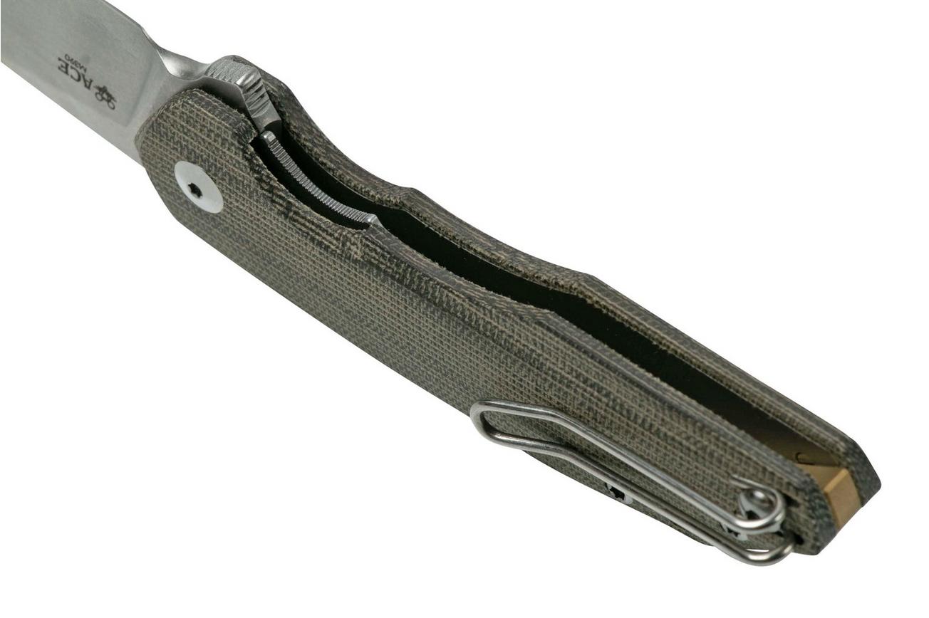 GiantMouse ACE Corta Green Canvas Micarta zakmes, Ansø en Voxnaes design