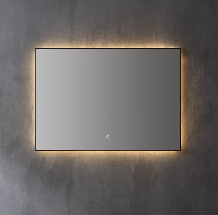 Lambini Designs Canto spiegel 120cm met spiegelverwarming, indirecte dimbare verlichting en mat zwarte lijst