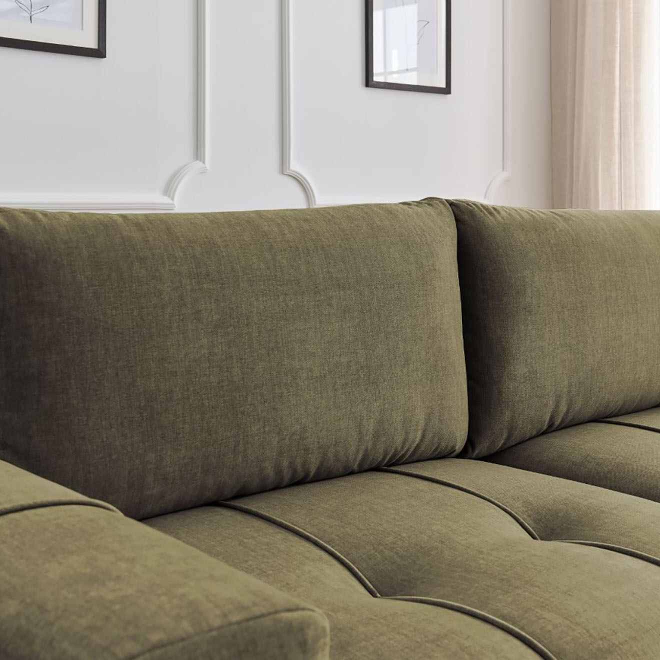 Bobochic Canapé droit convertible en Velours 3 places Arsène avec coffre vert - 248x105x90 cm