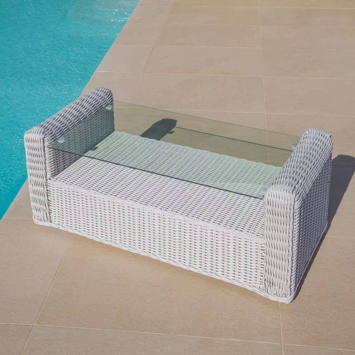Salon de jardin en résine tressée 7 places 5 pcs Calvi Blanc et gris clair
