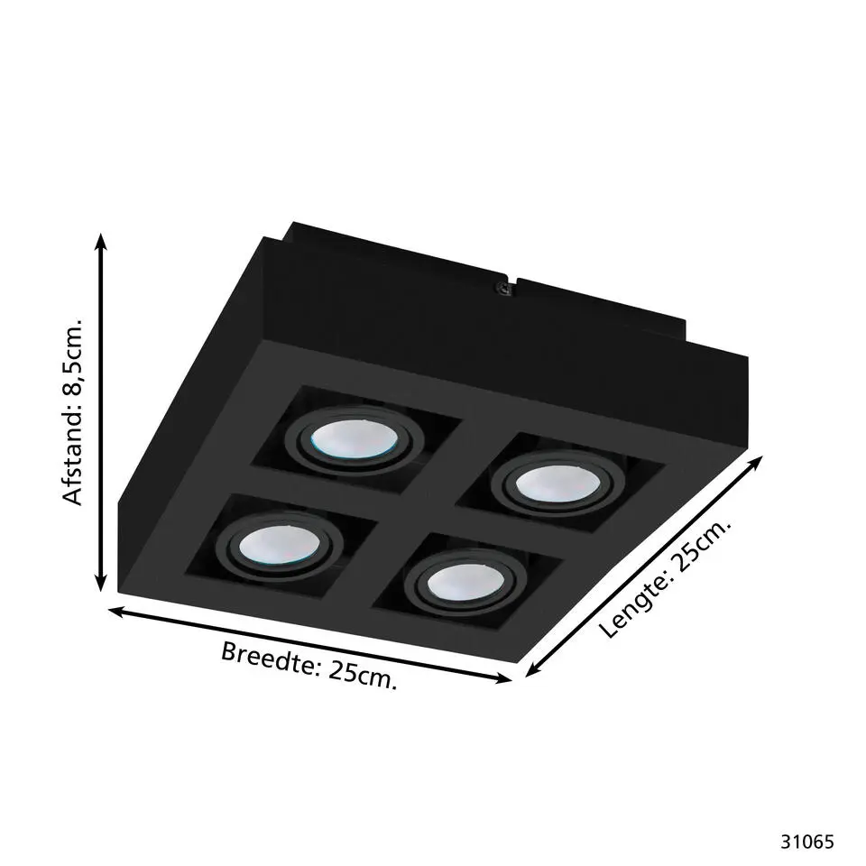 EGLOMendozaOpbouwlamp-GU10-25cm-Zwart
