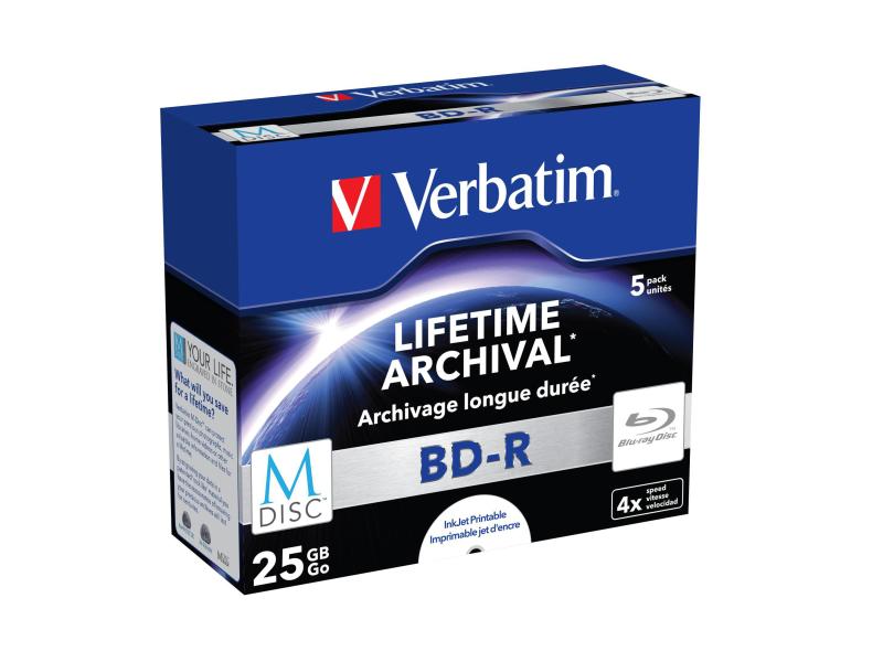 Verbatim BD-R M-Disc 25 GB, Jewelcase (5 Stück) BD-R-Rohlinge zur langfristigen Datenspeicherung