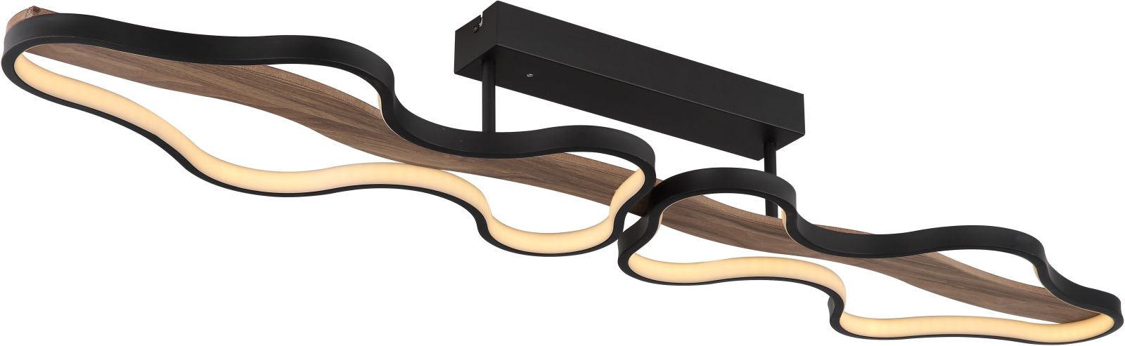 LED-Deckenleuchte - schwarz matt - Holzoptik - 112 cm