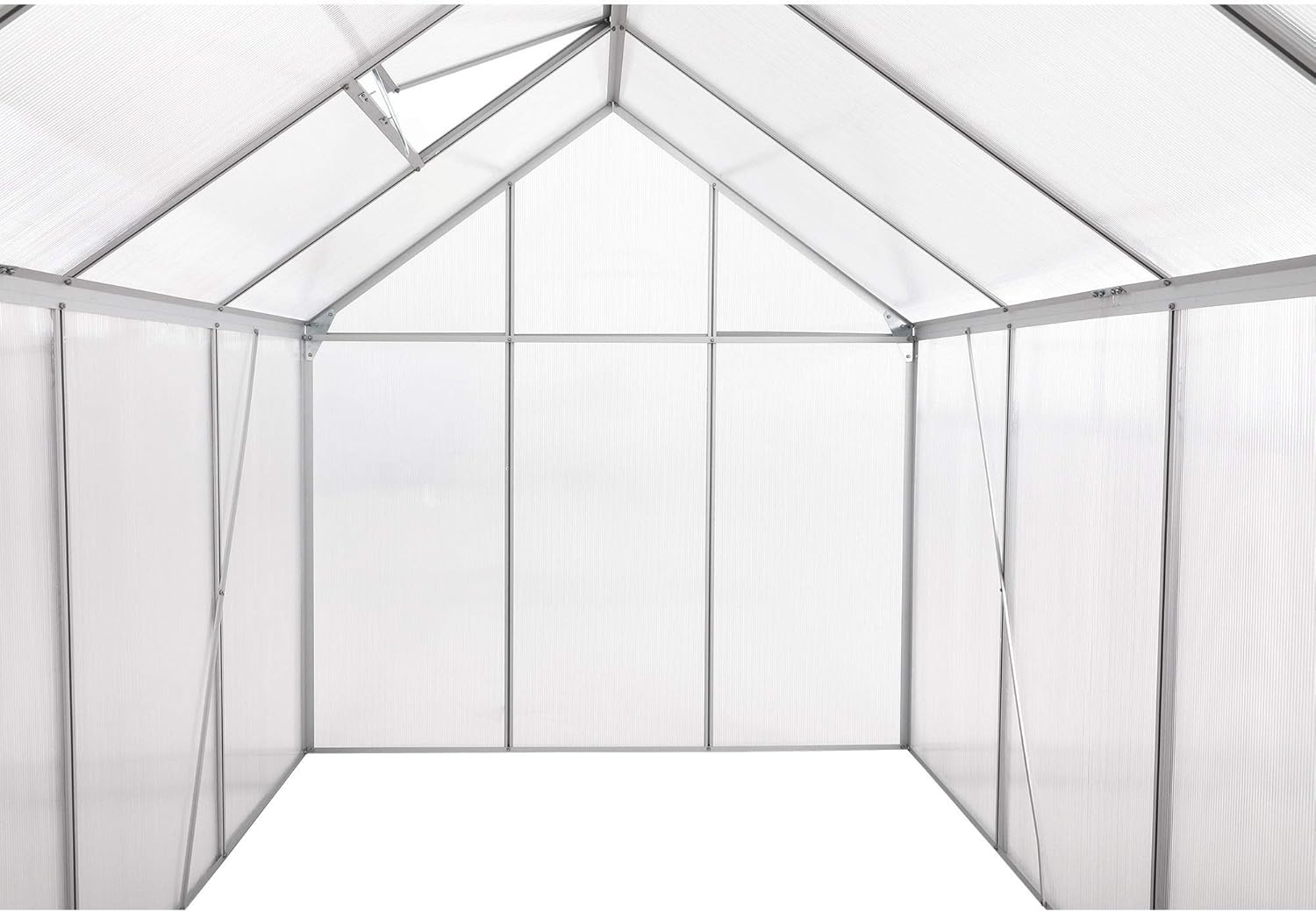 Zelsius Aluminium Gewächshaus 380 x 190 cm | 6 mm Hohlkammerplatten, UV-beständig, Winterfest | Treibhaus, Pflanzenhaus, Tomatenhaus, Frühbeet, Anbau Gewächshaus, Tomatengewächshaus, Gartenhaus