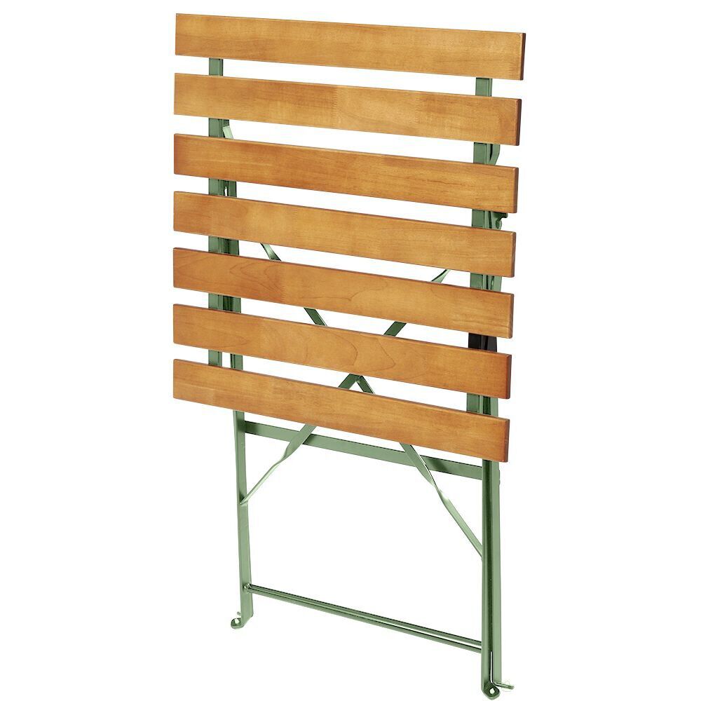 Table de jardin pliante Bali métal vert et bois 54x55xH.71 cm