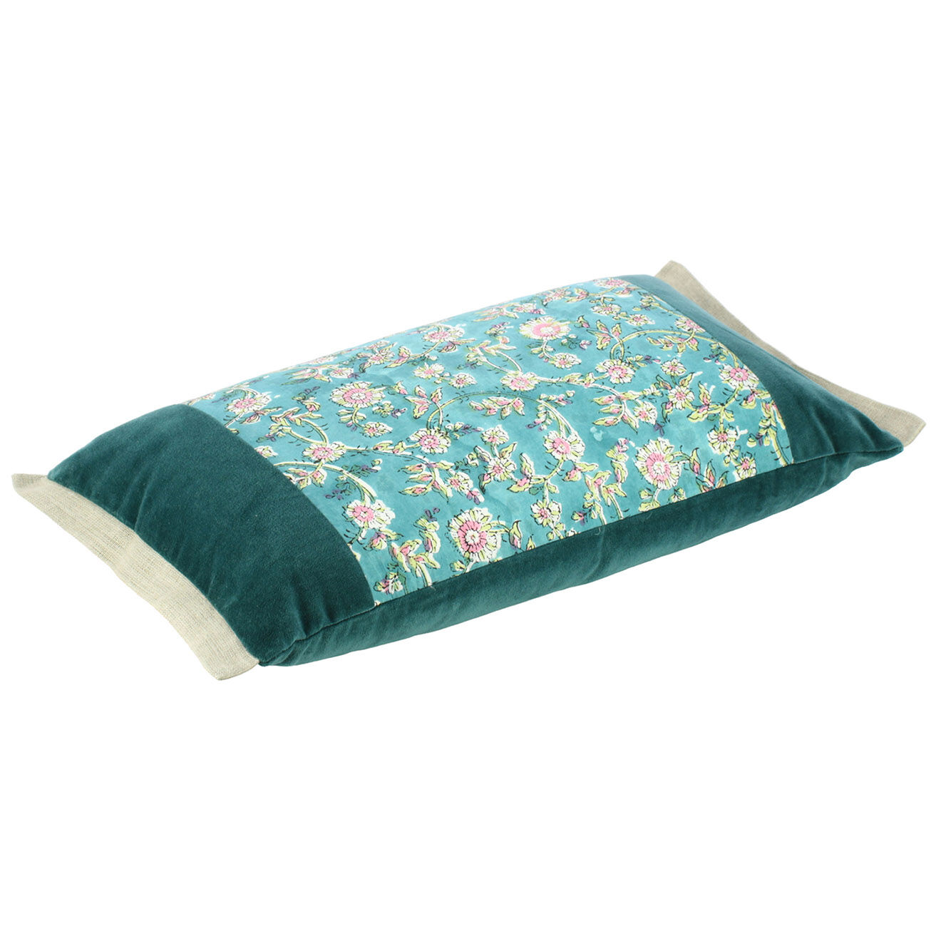 En Fil d'Indienne Housse de coussin Anna velours bleu orage - 30x45 cm