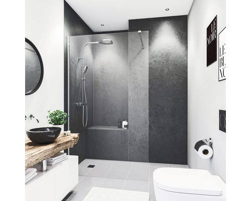 BREUER douchewandpaneel, steendecor, antraciet hoogglans, 100 x 255 cm