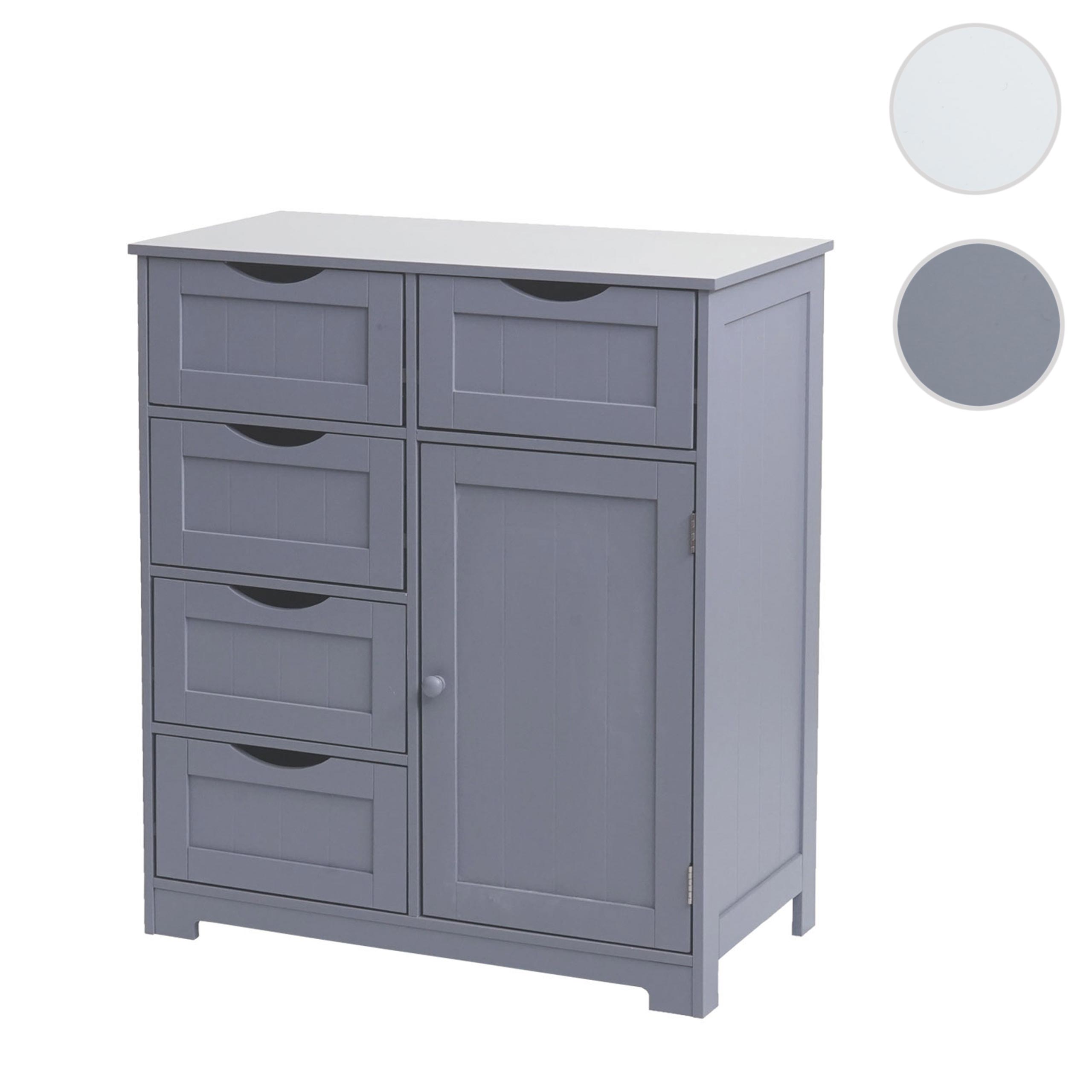Kommode MCW-B65, Schubladenschrank Schrank, 5 Schubladen und 1 Tür 80x70x35cm ~ grau