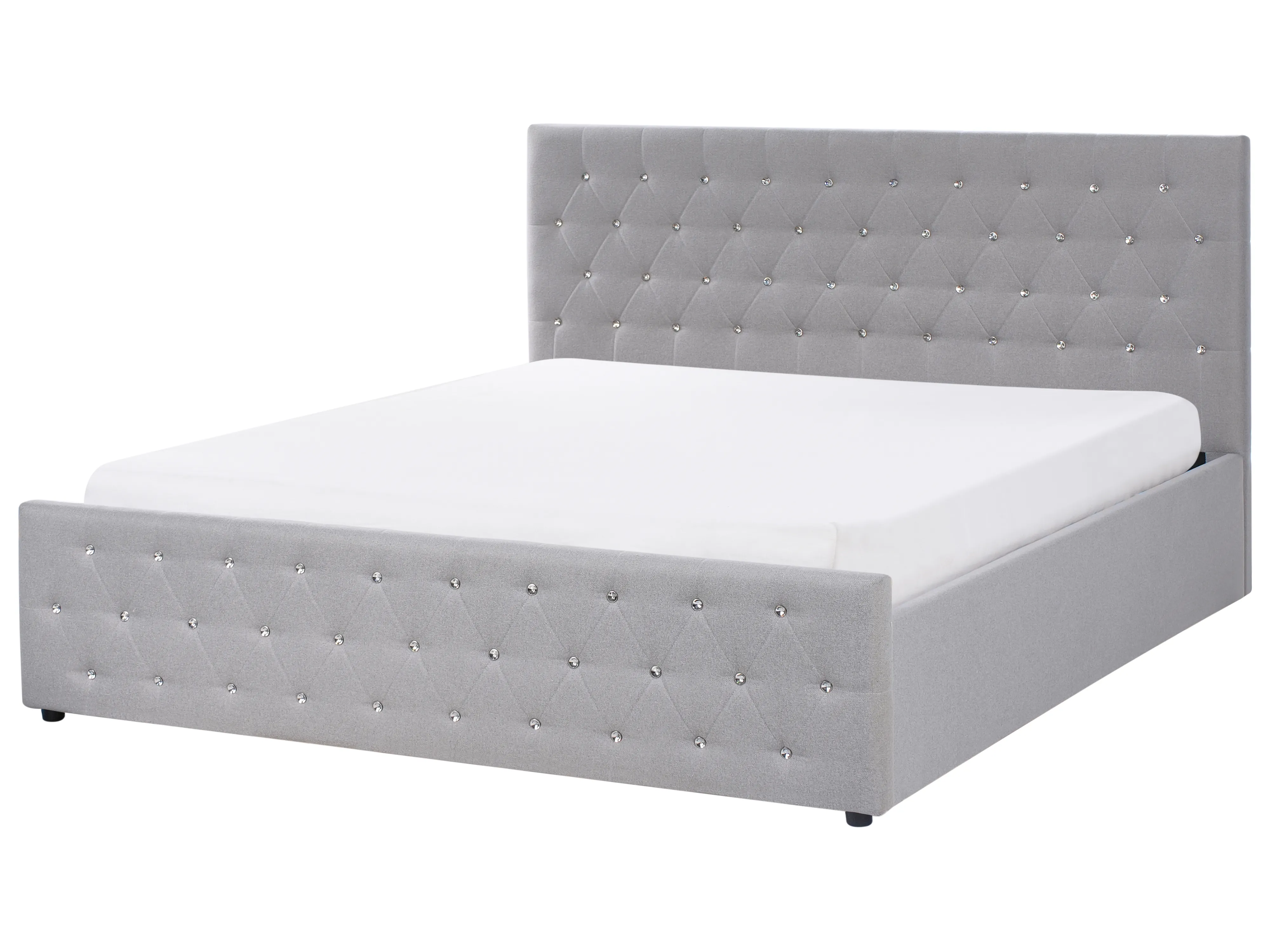 Bed met opbergruimte Stof AMIENS 180 x 200 cm Lichtgrijs