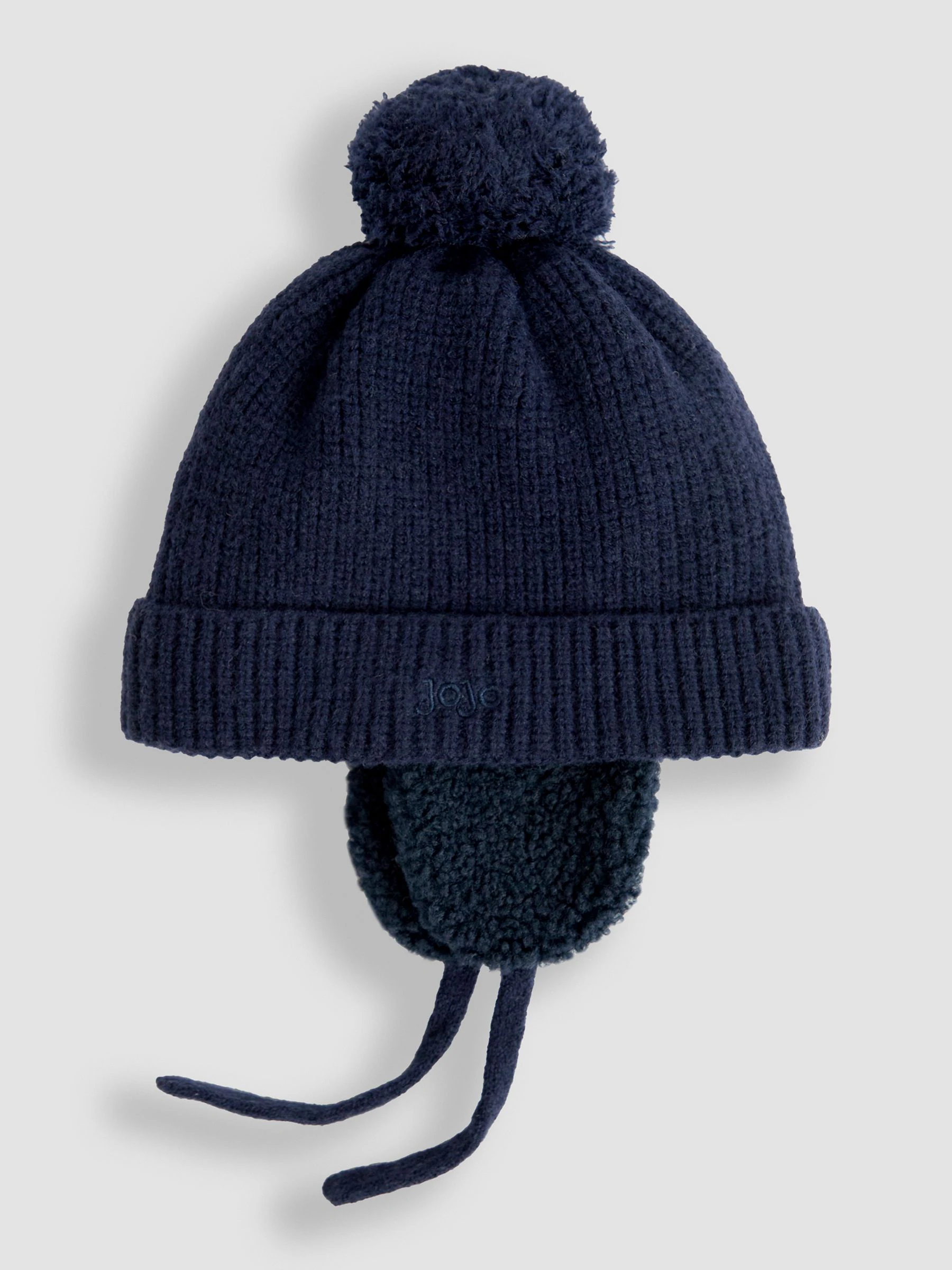 Blauw - JoJo Maman Bébé Cosy Pom Pom Rib Hat