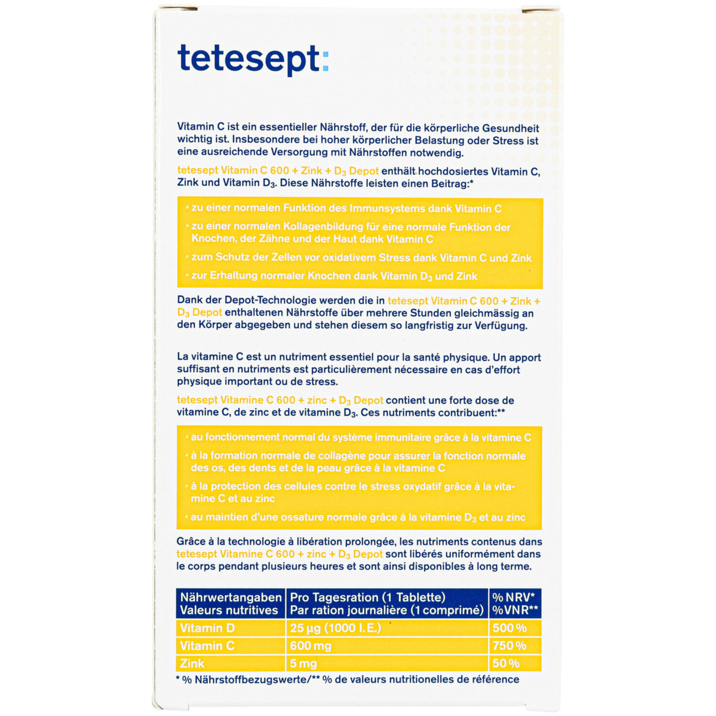Tetesept Vitamin C & Zink & D3 Depot 30 Stück