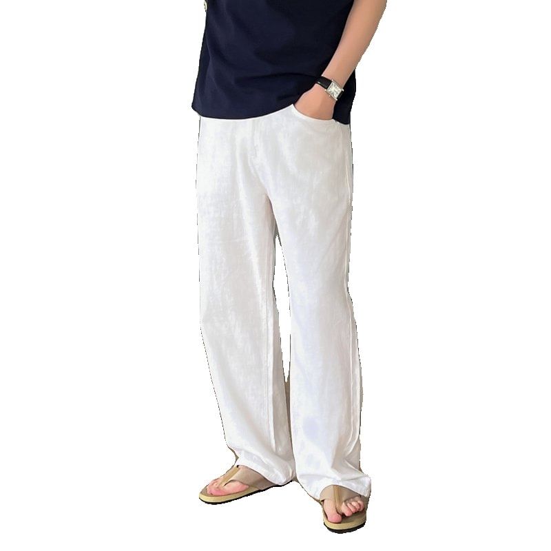 Orungeetun - Mid Rise Plain Wide Leg Pants