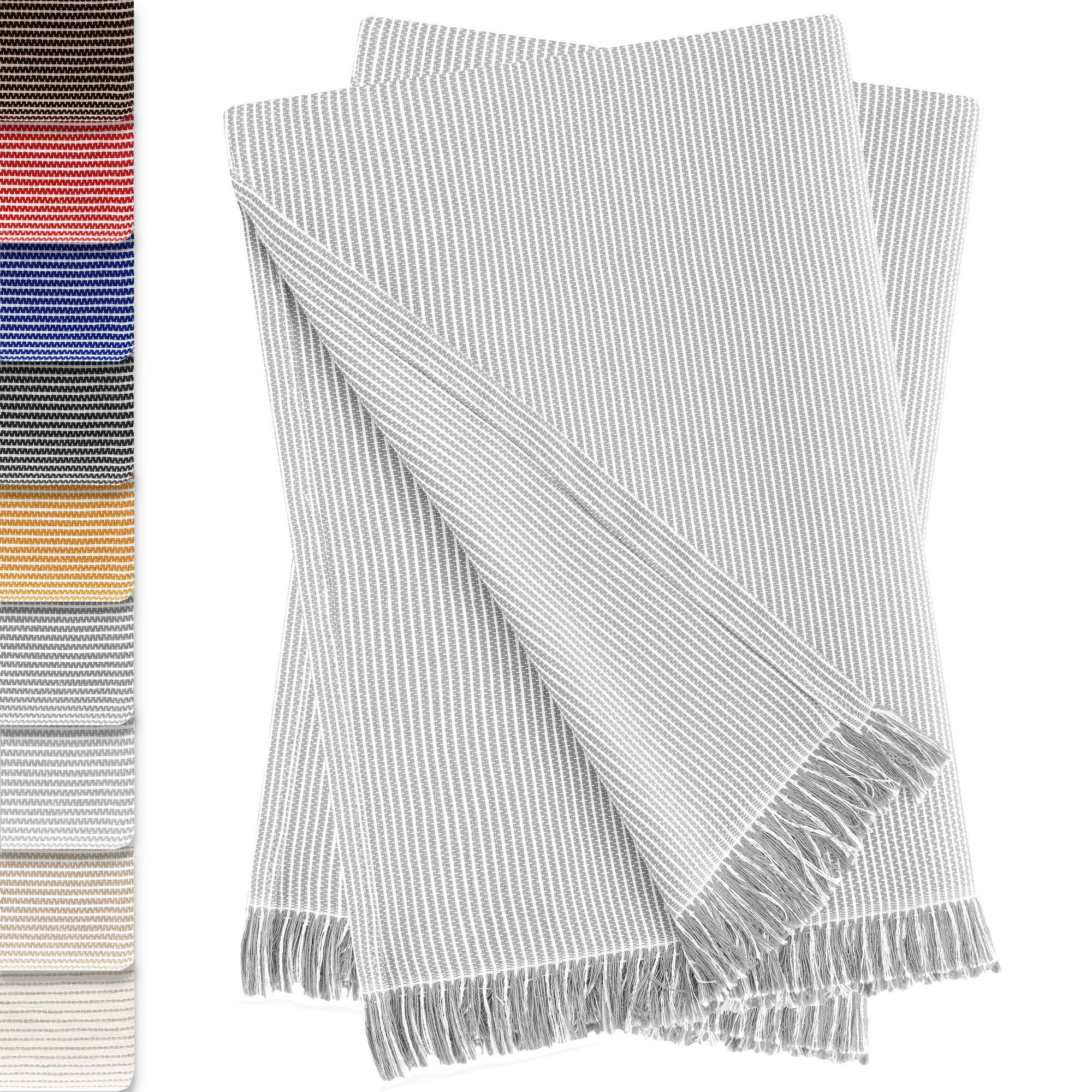 Conjunto de 2 colchas multiuso xadrez Paul, 180 x 260 cm, cinza claro.