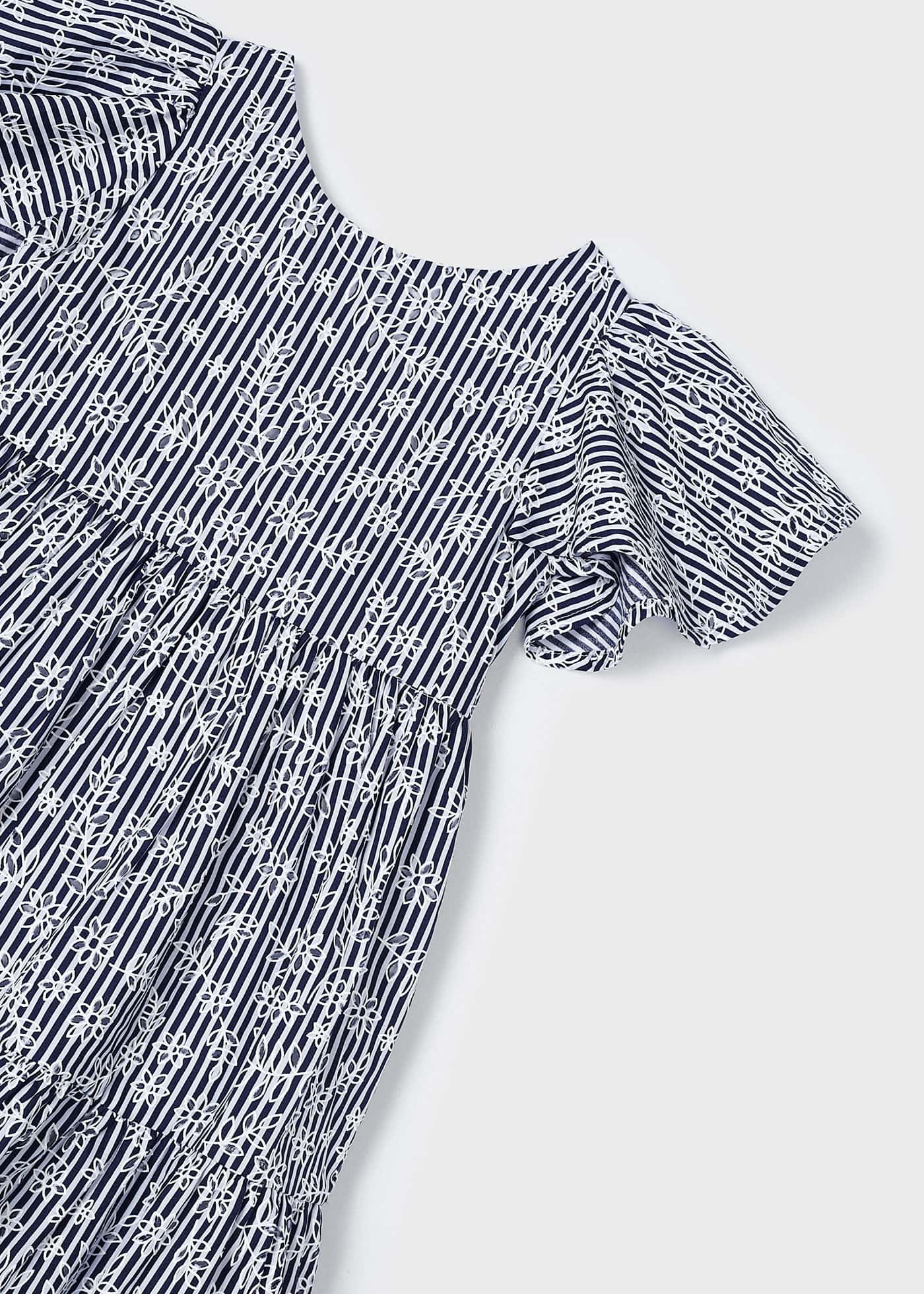 Vestido listrado de popeline para meninas, cor tinta
