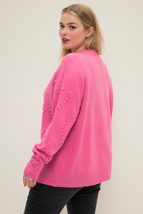 Strickjacke, oversized, Heart-Muster, V-Ausschnitt